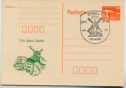 DDR P86I-14-87 C13 PRIVATER ZUDRUCK WINDMÜHLE DABELSost. 1987 - Cartes Postales Privées - Oblitérées