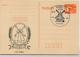 DDR P86I-13-87 C14 PRIVATER ZUDRUCK WINDMÜHLE DABEL Sost. 1987 - Privé Postkaarten - Gebruikt