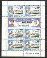 Montserrat 1985 Prince Charles Caribbean Royal Visit $ 1.60 On $4  Values X 7 In MNH Imprint Sheetlet - Montserrat