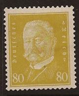 GERMANY 1928 80pf Yellow Hindenburg HM SG442 LI131 - Unused Stamps