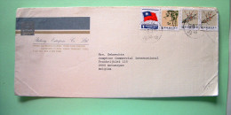 Taiwan 1985 Cover To Belgium - Tree Branch - Flag - Lettres & Documents