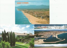 SAINT CYPRIEN Résidence GOLF Vue Aérienne Du Port Plage 3 Cartes - Saint Cyprien