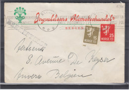 Norvège - Lettre De 1949 - Fleuriste - Expédié Vers La Belgique - Oblitération Bergen - Avec Griffe - Lettres & Documents