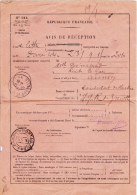 1915 - RARE AVIS DE RECEPTION D'un ENVOI RECOMMANDE Du CONSULAT De RUSSIE à PARIS Avec CACHET POSTAL RUSSE - SEMEUSE - Cartas & Documentos