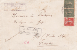 1917 - RARE ENVELOPPE RECOMMANDEE Avec CENSURE MILITAIRE SERBE De CORFOU Pour GAP - SEMEUSES - Kriegsmarken