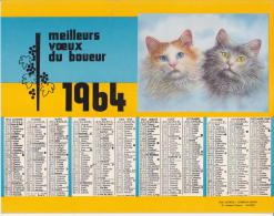 Calendrier 1964 - Meilleurs Voeux Du Boueur - Format Env. 21x27cm ( Thème Chat ) - Tamaño Grande : 1961-70