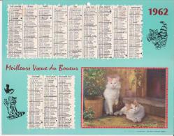 Calendrier 1962 - Meilleurs Voeux Du Boueur - Format Env. 21x27cm ( Thème Chat ) - Big : 1961-70