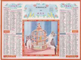 Calendrier ALMANACH DES P.T.T. 1963 ( Thème Chat ) - Tamaño Grande : 1961-70