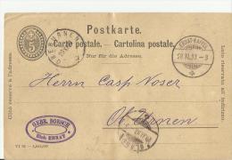 =CH GS   1893  NACH KAPPEL NACH  OBERURNEN - Storia Postale