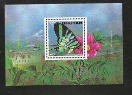 O) 1996 BHUTAN-ASIA, BUTTERFLIES, FLOWERS, SOUVENIR MNH.- - Bhutan