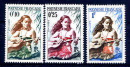 POLYNESIE 1958, JOUEUSE GUITARE,  3 Valeurs, Neufs** / Mint. SERIE COURTE / SHORT SET. Ref Cljaune - Neufs