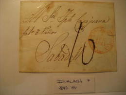 IGUALADA 1844 To Sabadell Barcelona Front Frontal Letter PREPHILATELY Catalonia Spain España Cataluña - ...-1850 Préphilatélie