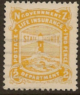 NZ 1913 2d Yellow Government Life SG L34 U YW19 - Oficiales