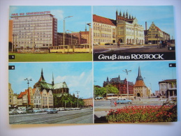 ROSTOCK Mehrbildkarte, Tram, Alte Auto - Traffic -  1970s Unused - Rostock