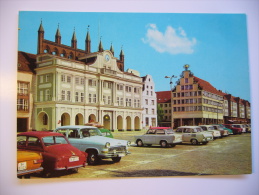 ROSTOCK Warnow - Rathaus Und Haus Sonne Auto Car Skoda Trabant Volha 1970s Unused - Rostock