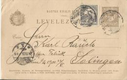 =UNGARY GS 1900 NACH SOLINGEN - Lettres & Documents