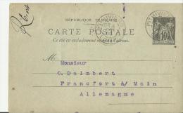 =FR GS 1900 PITHIVIERS  NACH FRANFURT - 1898-1900 Sage (Type III)