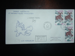 LETTRE TP MOUFLONS 0,70F X3 OBL. 19-11-1985 PORT AUX FRANCAIS KERGUELEN + GRIFFE LE GERANT POSTAL - Lettres & Documents