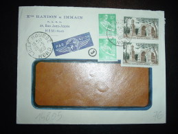 LETTRE PAR AVION POUR LES USA? TP PAYSANNE 10F X2 + SAINT REMY 50F OBL.26-5-1959 LILLE BOURSE (59 NORD)+ RANDON & IM - 1957-1959 Mäherin