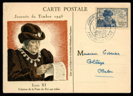 JOURNEE DU TIMRE 1945 SUR CARTE DE LOUIS XI - ....-1949