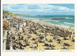 Cp, Angleterre, Bornemouth Sands And Promenad, Showing Isle Of Wight, Voyagée - Bournemouth (ab 1972)