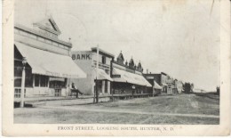 Hunter ND North Dakota, Front Street Scene, General Store, Bank, Dirt Street, C1900s Vintage Postcard - Other & Unclassified