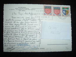 CP TP BLASONS SAINT-DENIS 0,18F + AMIENS 0,05F X2 OBL.MEC. 13-7-1966 LA CIOTAT (13 BOUCHES DU RHONE) - 1941-66 Coat Of Arms And Heraldry