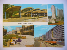 Karl-Marx-Stadt: Busbahnhof Karl-Marx-Allee Interhotel Kongreß Rosenhof Straße Der Nationen Tram 1970s Unused - Chemnitz (Karl-Marx-Stadt 1953-1990)