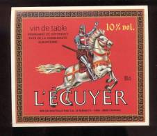 Etiquette De Vin     L´Ecuyer  -  Le Manac'h  à  Carhaix  (29)  -    (Thème Chevalier) - Pferde