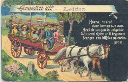 Leiden, Groeten Uit Leiden (fantasiekaart Uit 1910) - Leiden