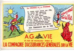 Buvard - La Cigale Et La Fourmi - A.G. Vie - La Compagnie D'assurance Générales Sur La Vie - Bank & Versicherung