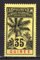 (SA0943) FRENCH GUINEA, 1907 (Definitive, Oil Palm, 35c., Black And Red On Yellow). Mi # 41. MLH* Stamp - Ongebruikt