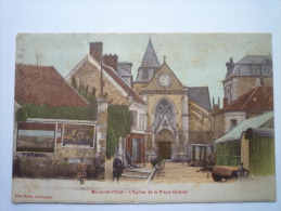 MOUY-de-L'OISE  :  L'Eglise Et La  PLACE  CANTREL  -  Carte Couleur  - Mouy