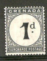 GRENADA 1892 1d POSTAGE DUE SG D1 WATERMARK CROWN CA LIGHTLY MOUNTED MINT Cat £45 - Granada (...-1974)