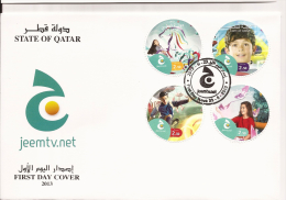 Qatar 2013 Jeemtv.net Childrens TV Channel Odd Shape Round / Circular FDC - Qatar