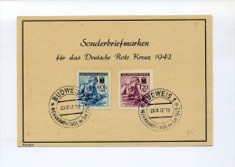 1942 Bes. 2. WK  Böhmen + Mähren Gedenkblatt Sonderbriefmarken Rotes Kreuz Minr 111/112 - Cartas & Documentos