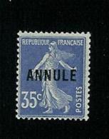 FRANCE TYPE SEMEUSE  N° 142 A  C I  1 *    SURCHARGE ANNULE POUR LES COURS D' INTRUCTION - Lehrkurse