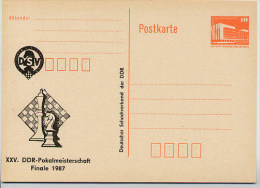 DDR P86I-7-87 C9 ZUDRUCK SCHACH XXV. DDR-Pokalmeisterschaft Rüdersdorf 1987 - Postcards - Mint