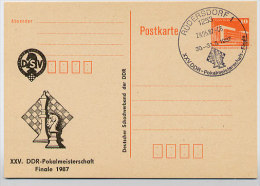 DDR P86I-7-87 C9 ZUDRUCK SCHACH XXV. DDR-Pokalmeisterschaft Rüdersdorf Sost. 1987 - Postcards - Used