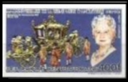 CENTRAL AFRICAN REPUBLIC 1985. Stage-coach Queen Mother III 400F.IMPERF.      [non Dentelé,Geschnitten,no Dentado] - Famous Ladies