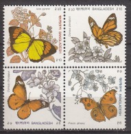 BANGLADESH, 1990,  Butterflies, Setenant Block Of 4, MNH, (**) - Bangladesh