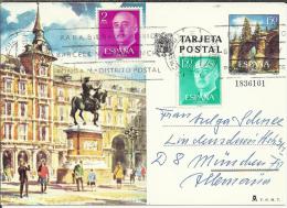 ENTERO POSTAL PLAZA MAYOR MADRID CIRCULADO MAT PUERTO DE LA CRUZ CON FRANQUEO ADICIONAL - 1931-....