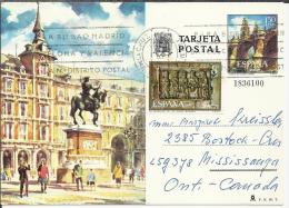 ENTERO POSTAL PLAZA MAYOR MADRID CIRCULADO MAT PUERTO DE LA CRUZ CON FRANQUEO ADICIONAL - 1931-....