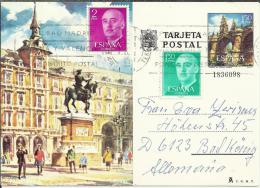 ENTERO POSTAL PLAZA MAYOR MADRID CIRCULADO MAT PUERTO DE LA CRUZ CON FRANQUEO ADICIONAL - 1931-....