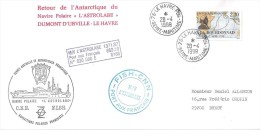 9887  NAVIRE POLAIRE L'ASTROLABE Retour Au HAVRE 28/4/1988 - Covers & Documents