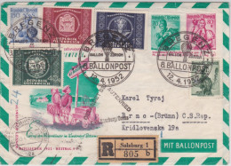 AUTRICHE - 1952 - ENVELOPPE ENTIER POSTAL RECOMMANDEE Par BALLON De BREGENZ - Balloon Covers