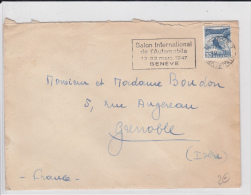 SUISSE - ENVELOPPE Avec MECA Du SALON De L'AUTOMOBILE De GENEVE En 1947 - Covers & Documents