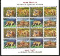 RO) 2013 BANGLADESH, SAVE TIGER, PROTECT MOTHER -LIKE SUNDARBANS, BLOCK MNH - Bangladesh