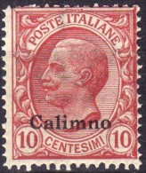 1912 Calino - Francobolli D´Italia Soprastampati 10 C - Egée (Calino)