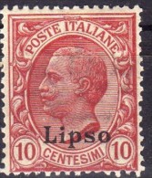 1912 Lipso - Francobolli D´Italia Soprastampati 10 C - Egeo (Lipso)